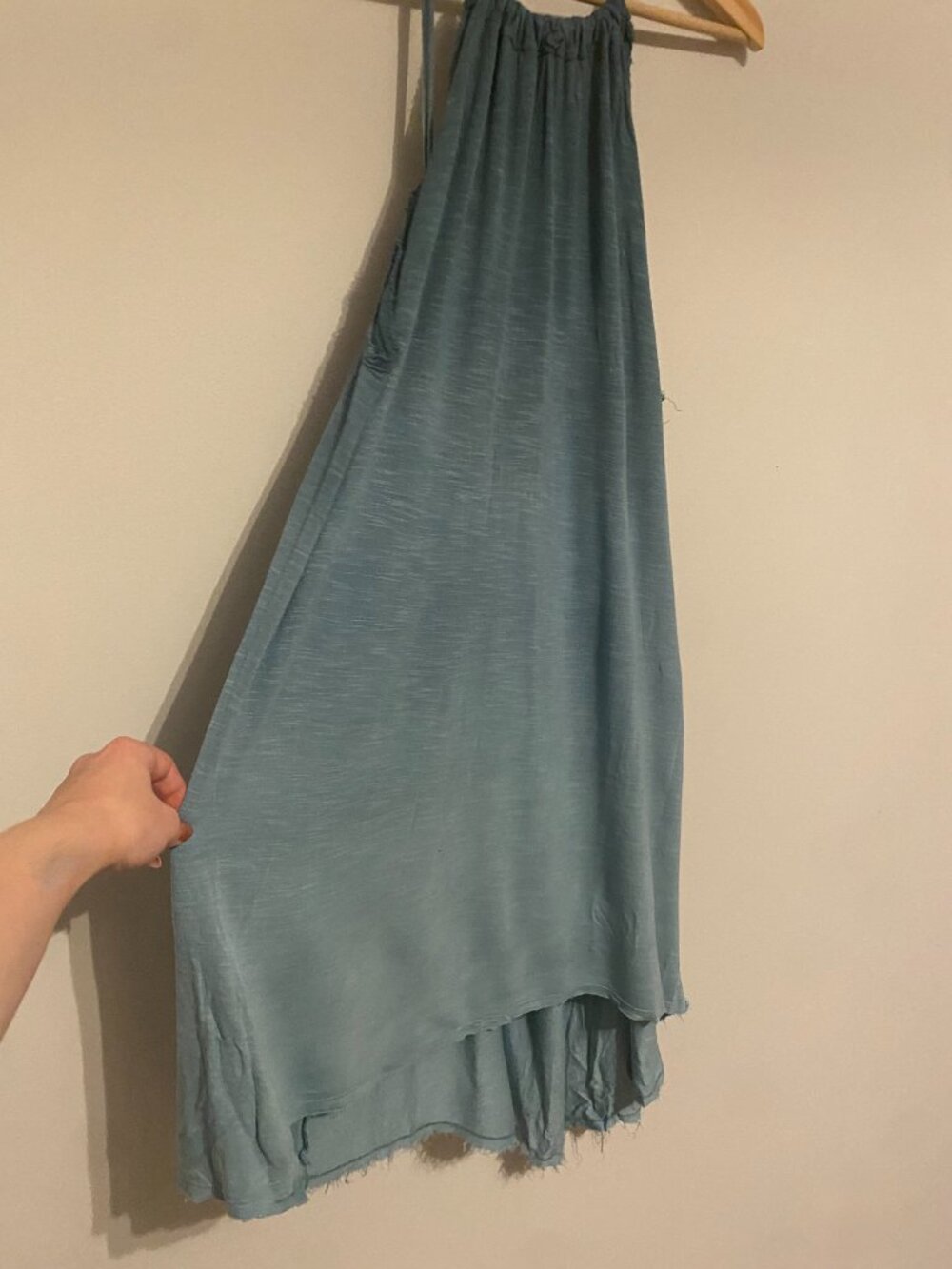 ecoté Sleeveless High-Low Halter Dress, Small, Blue Ombre